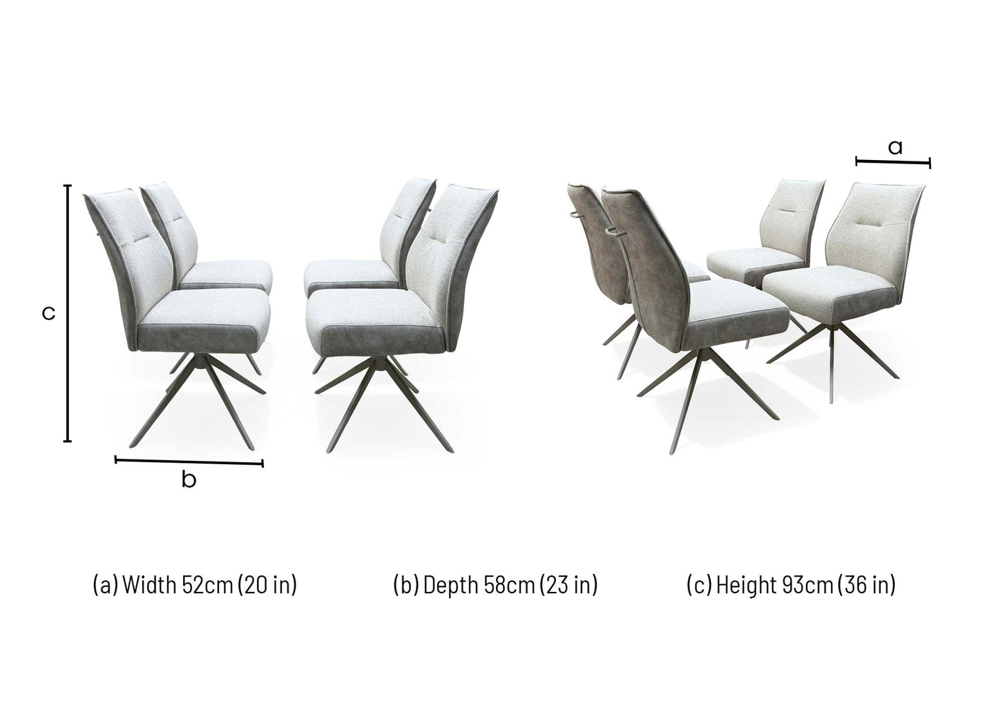 ‘Mirage’ Neutral Fabric Swivel Dining Chairs - Set of 4 Furniture Village