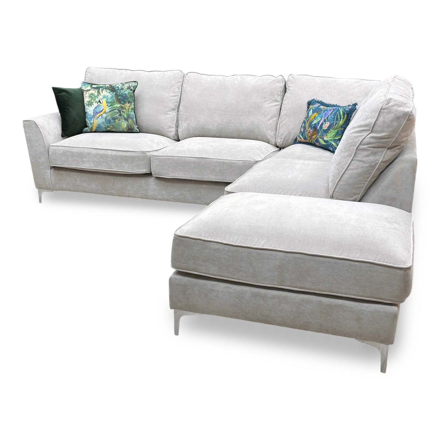 'Legend' Kingston Silver Fabric Right Hand Facing Classic Back Corner Sofa
