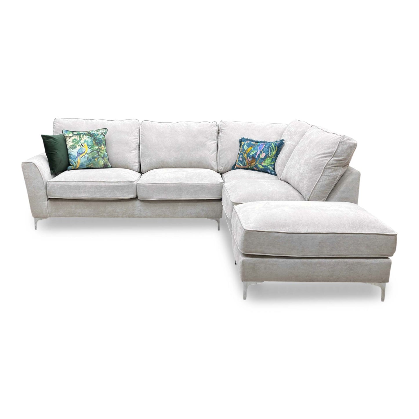 'Legend' Kingston Silver Fabric Right Hand Facing Classic Back Corner Sofa
