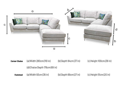 'Legend' Kingston Silver Fabric Right Hand Facing Classic Back Corner Sofa