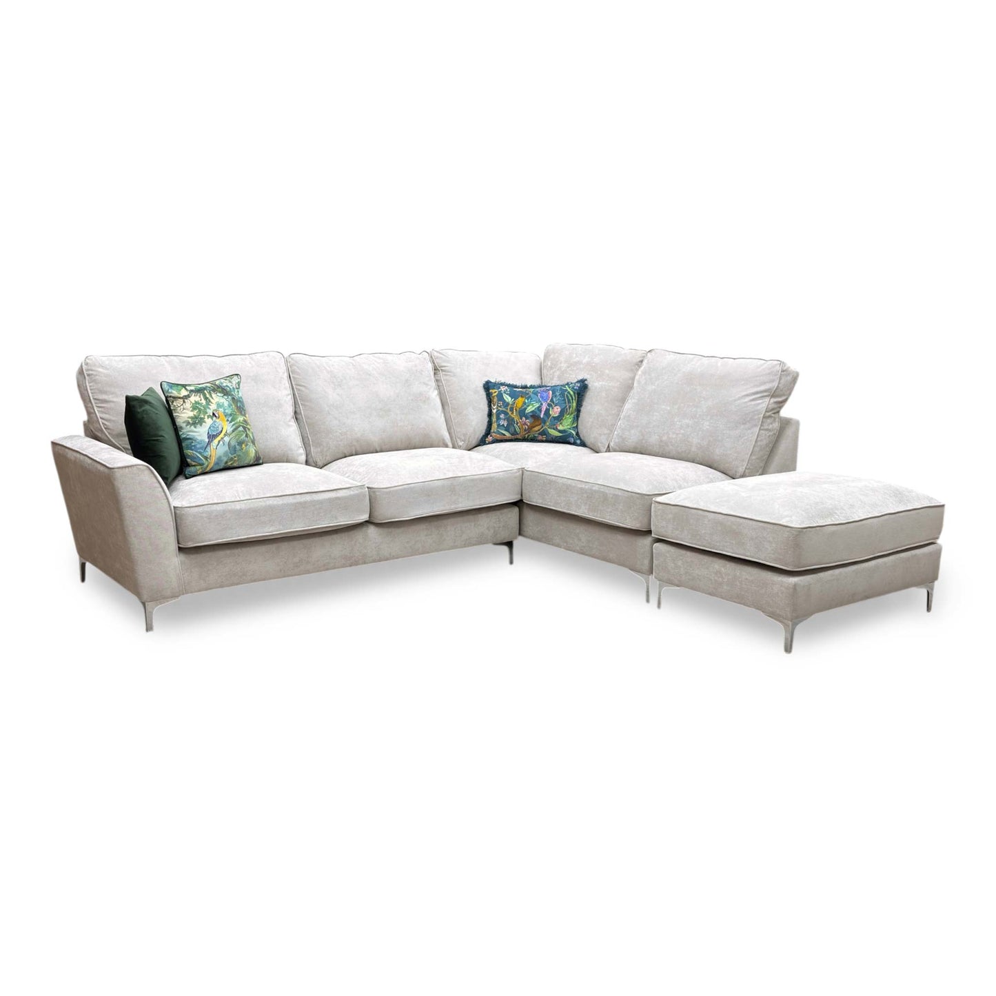 'Legend' Kingston Silver Fabric Right Hand Facing Classic Back Corner Sofa