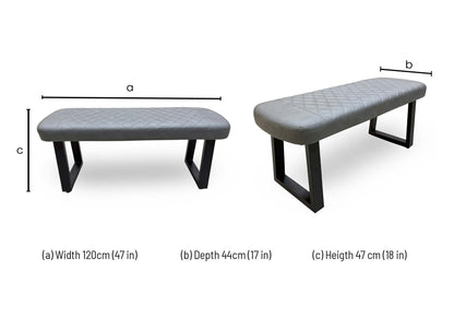 'Venus' Grey Faux Leather Low Dining Bench