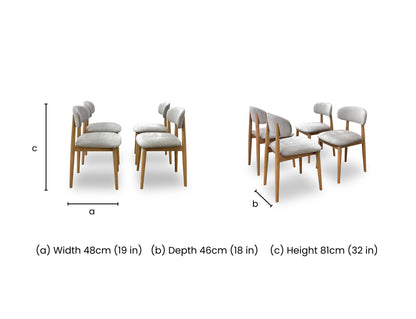 'Stockholm' Light Oak Set of 4 Wooden Dining Chairs