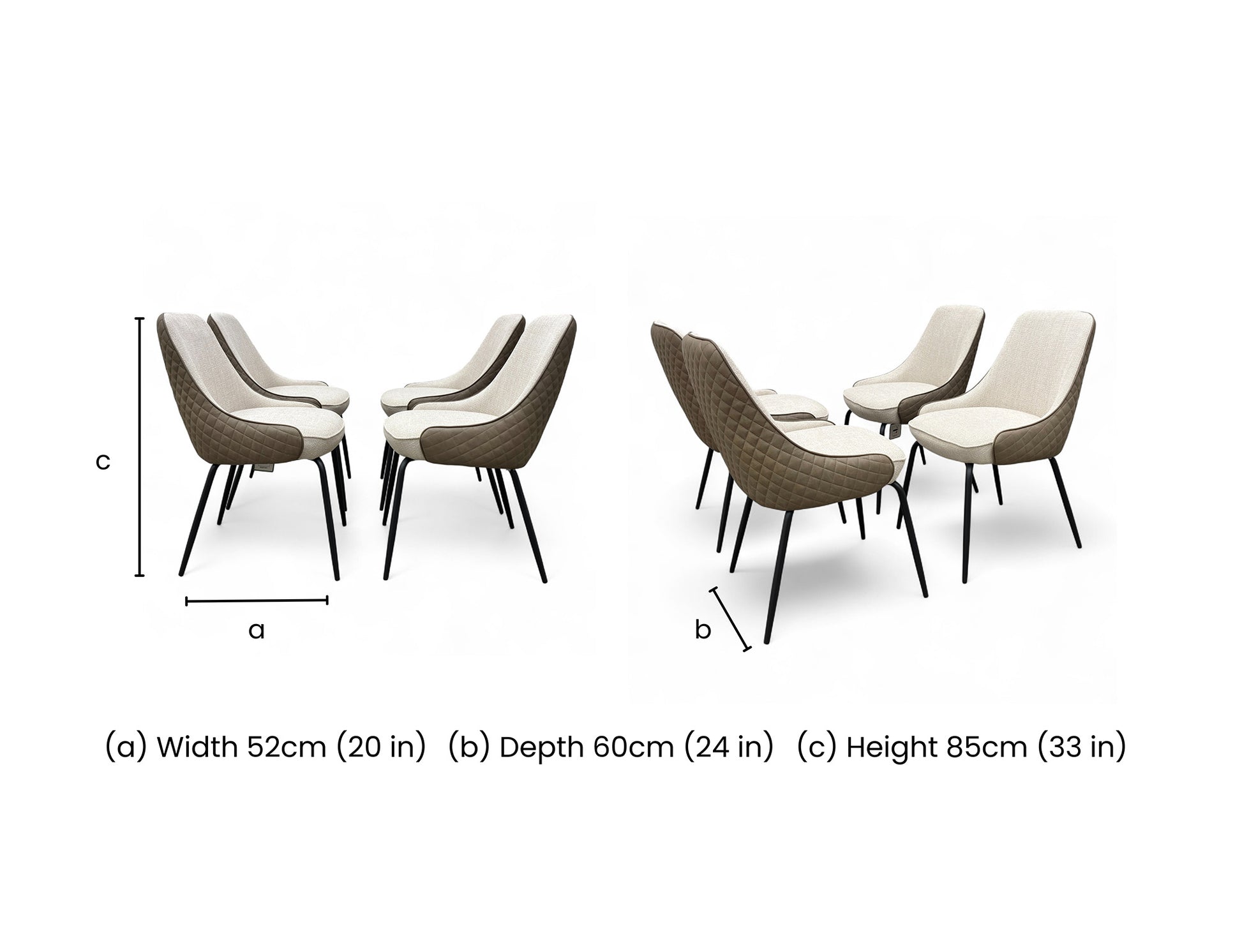 'Sadia' Biscuit Combination Dual Material Dining Chairs - Set of 4 Direct From Manufacturer