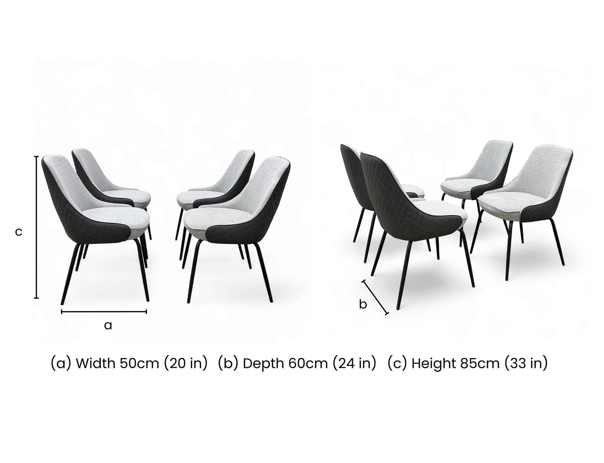 'Sadia' Grey Combination Dual Material Dining Chairs - Set of 4 Direct From Manufacturer