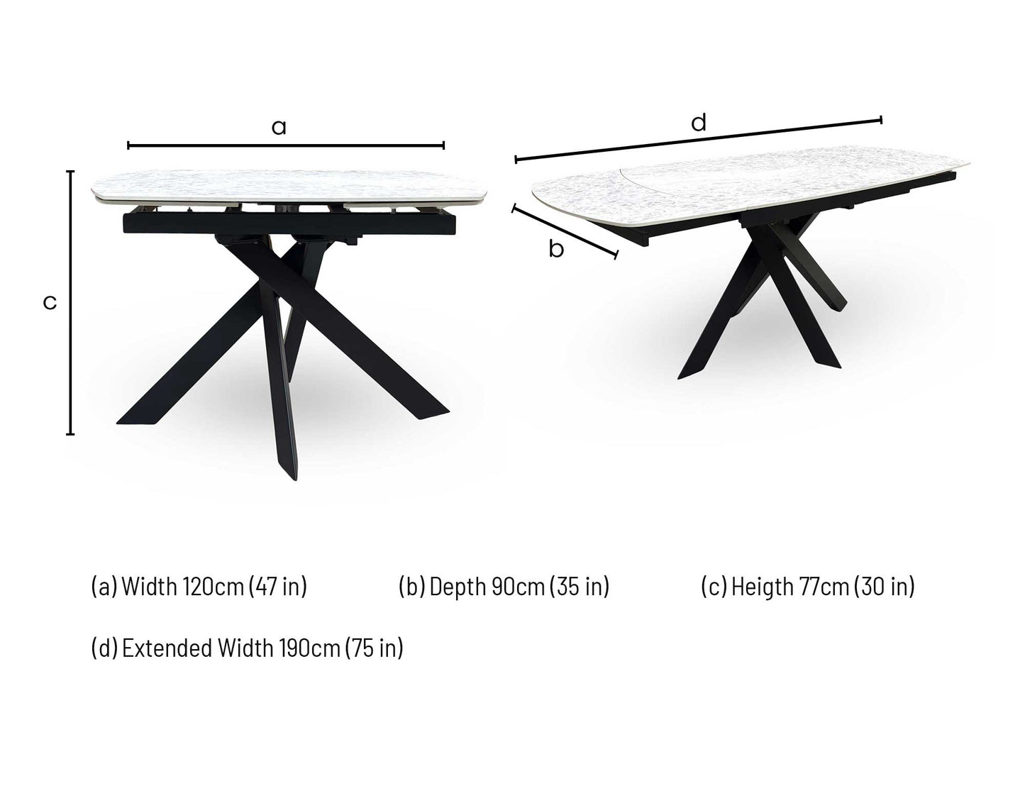 'Warrior' Crystal White Ceramic Top 120cm Swivel Extending Dining Table with Charcoal Grey Fabric Right Hand Facing Corner Bench & Taupe Fabric Cantilever Dining Chairs Set of 2