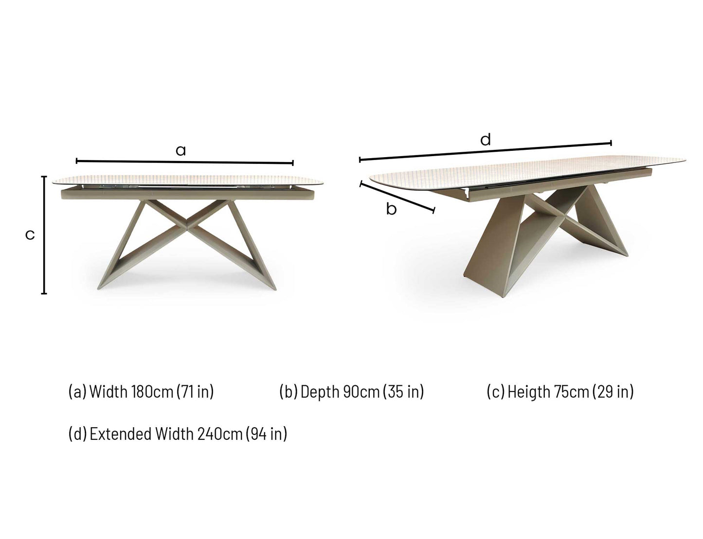 ‘Mirage’ Ceramic Top 180cm Large Pop Up Extending Dining Table – view 9