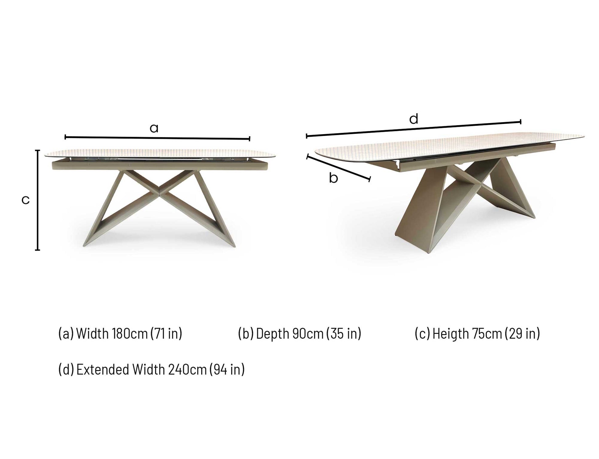 ‘Mirage’ Ceramic Top 180cm Large Pop Up Extending Dining Table – view 9