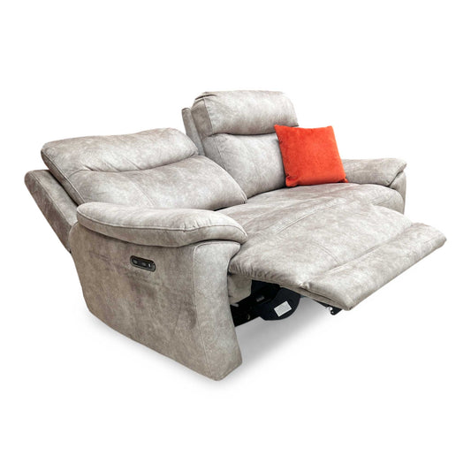 ‘Sloane’ Marble Charcoal Grey Fabric 3 Seater Power Recliner Sofa