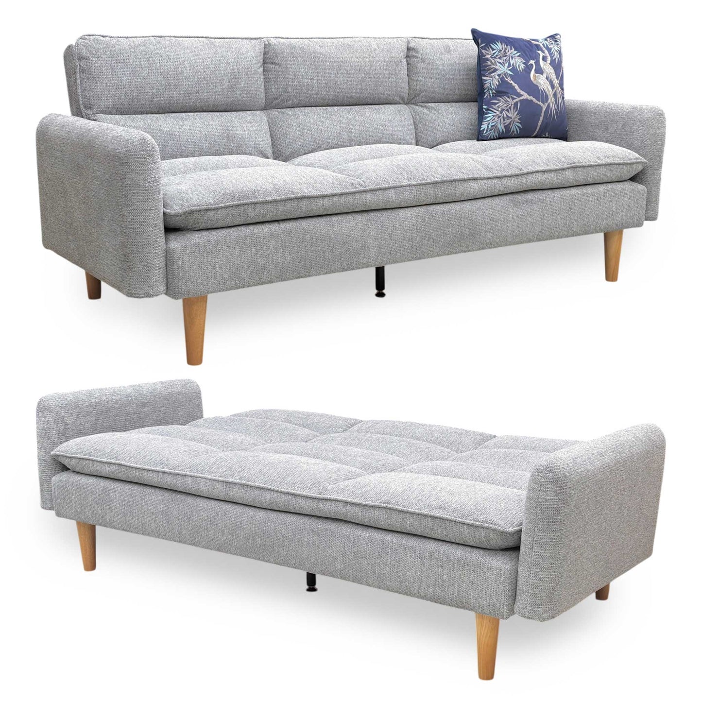 'Cosy' Rest Chenille Effect Light Grey Sofa Bed Direct From Manufacturer
