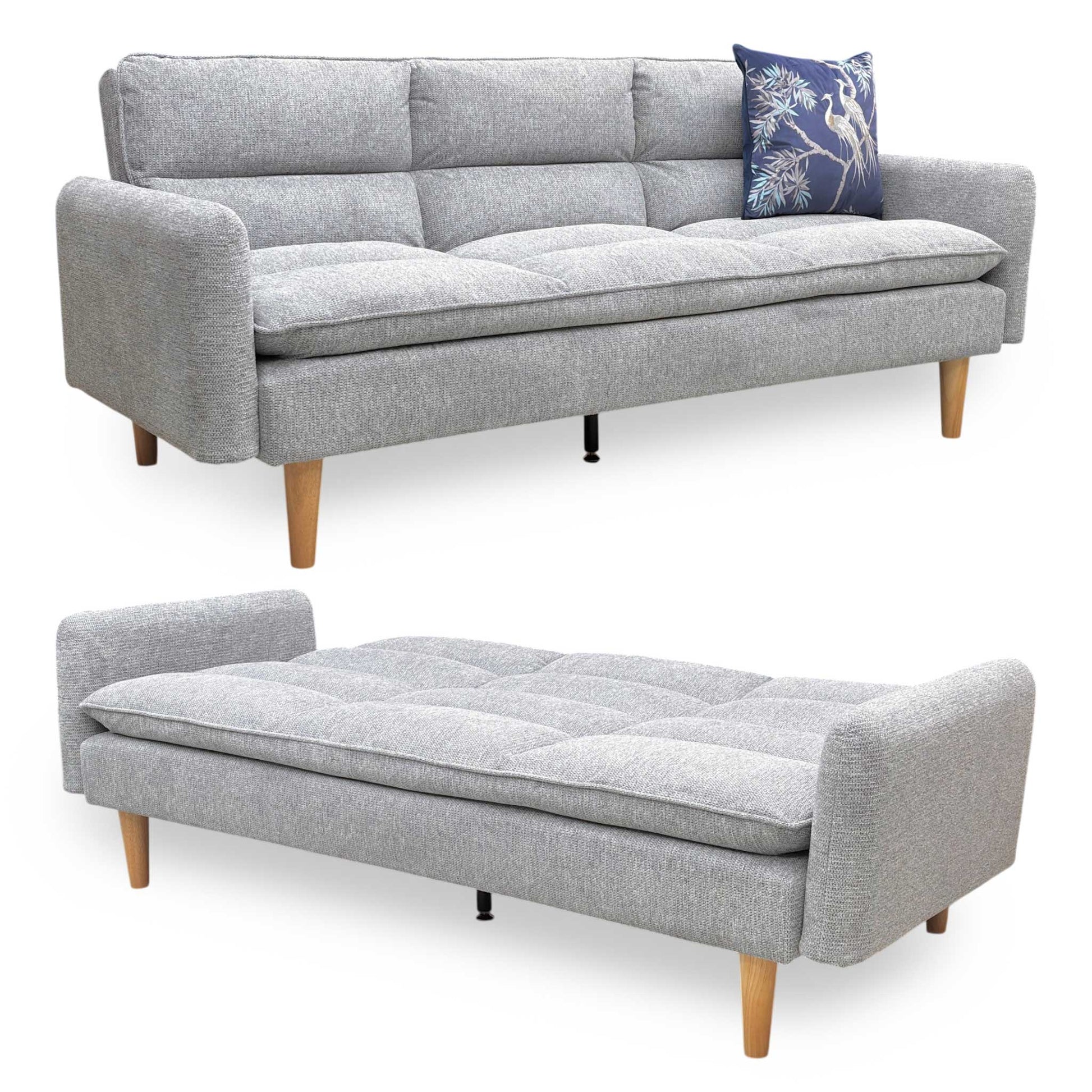 'Cosy' Rest Chenille Effect Light Grey Sofa Bed Direct From Manufacturer