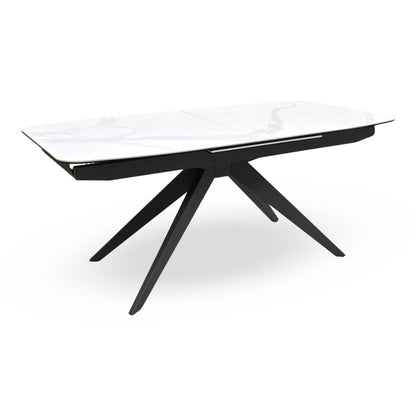 'Carrera' 180cm Pop Up Extending White Ceramic Dining Table Furniture Village