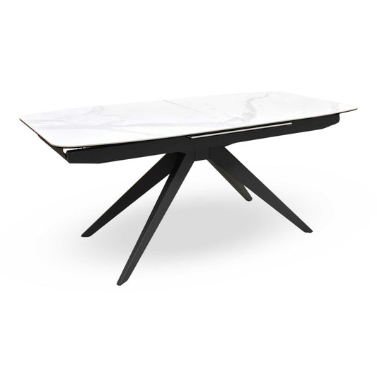 'Carrera' 180cm Pop Up Extending White Ceramic Dining Table Furniture Village