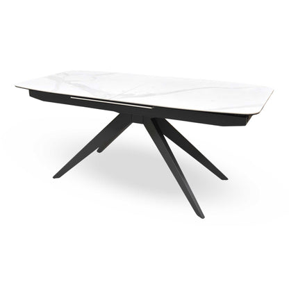 'Carrera' 180cm Pop Up Extending White Ceramic Dining Table Furniture Village