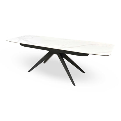 'Carrera' 180cm Pop Up Extending White Ceramic Dining Table Furniture Village