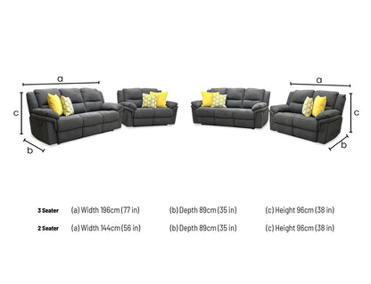 'Albion' Grey Chenille 3 + 2 Seater High Back Manual Recliner Sofa Set