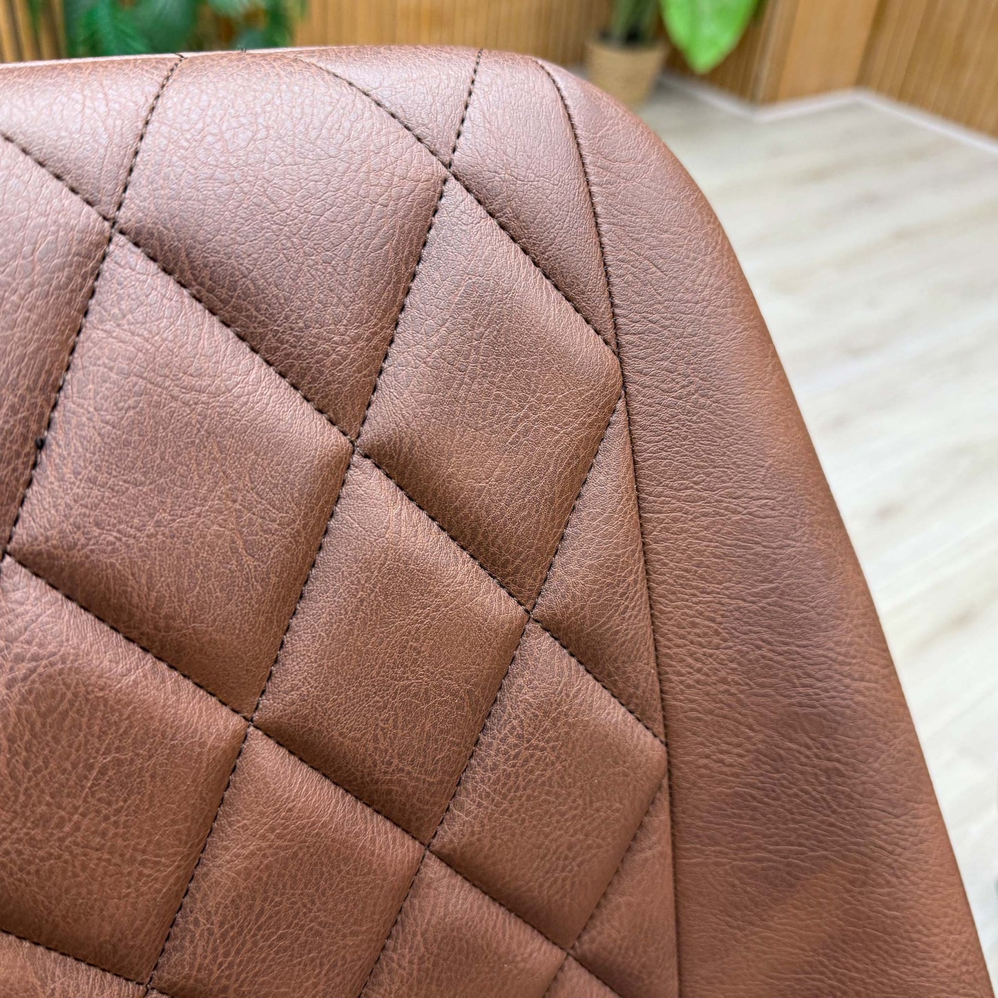 ‘Jupiter’ Dark Oak 160cm Pop Up Extending Dining Table with 4 Tan Brown Faux Leather Swivel Chairs Set