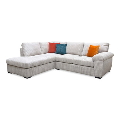 'Amalfi' Cream Jumbo Cord Fabric Standard Back Left Hand 3 Seater Chaise Sofa