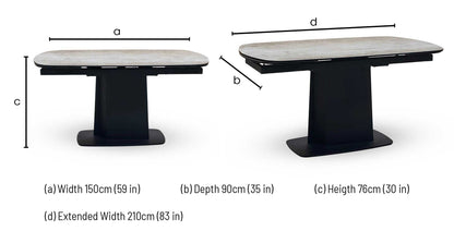 ‘Catalina’ Grey Ceramic Top Small Extending Dining Table – view 8