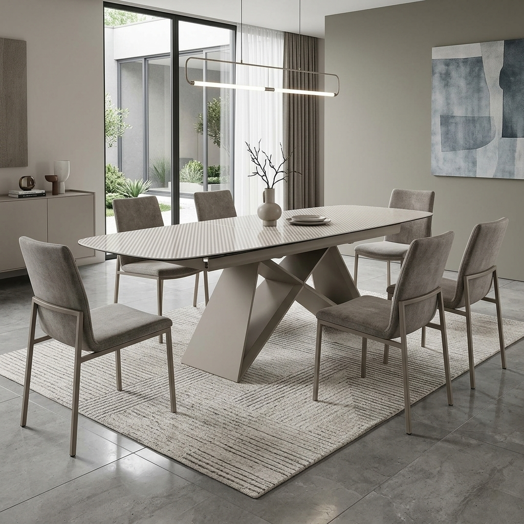 ‘Mirage’ Ceramic Top 180cm Large Pop Up Extending Dining Table – view 2