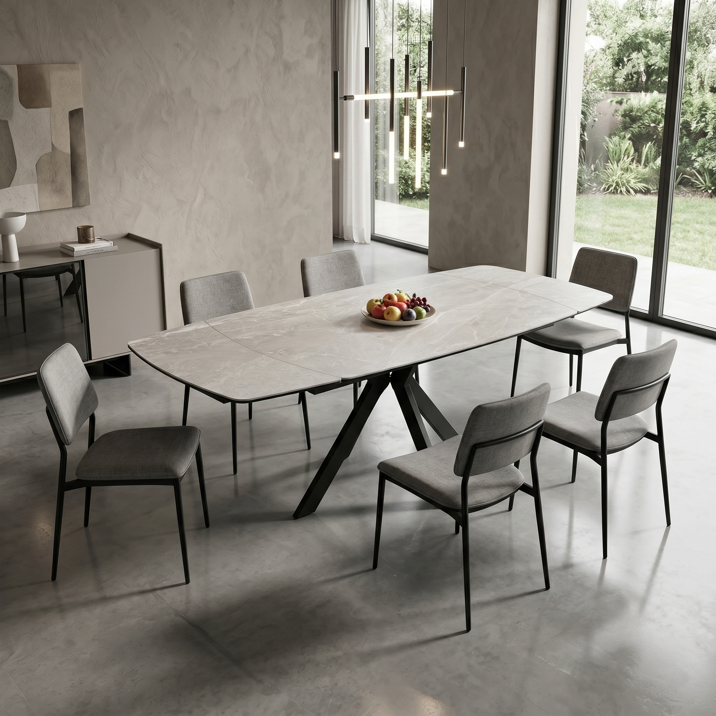 ‘Quattro’ Ceramic Top Extending Draw Leaf Table