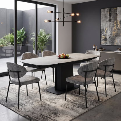 ‘Catalina’ Grey Ceramic Top Small Extending Dining Table – view 2
