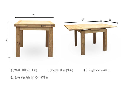 'Augusta' Draw Leaf Extending Dining Table and 4 Cowboy Upholstered Dining Chairs