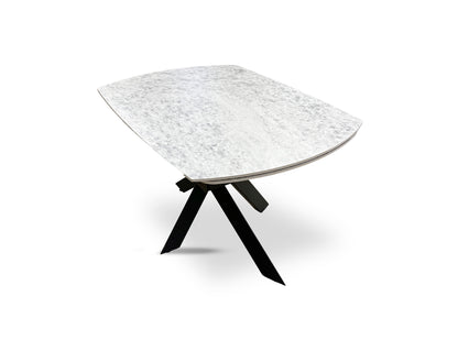 ‘Warrior’ Crystal White Sintered Stone Extending Dining Table