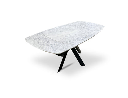 ‘Warrior’ Crystal White Sintered Stone Extending Dining Table