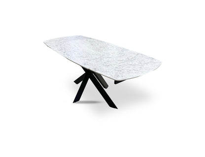 ‘Warrior’ Crystal White Sintered Stone Extending Dining Table