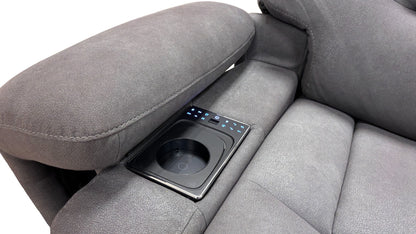 ‘Cinemax' Nappa Grey Media Fabric Power Recliner Chair with Power Headrest