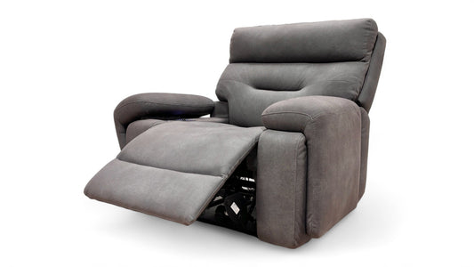 ‘Cinemax' Nappa Grey Media Fabric Power Recliner Chair with Power Headrest