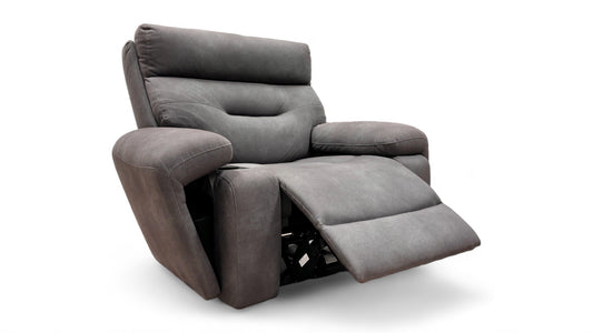 ‘Cinemax' Nappa Grey Media Fabric Power Recliner Chair with Power Headrest