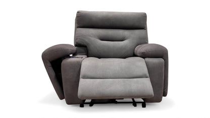 ‘Cinemax' Nappa Grey Media Fabric Power Recliner Chair with Power Headrest