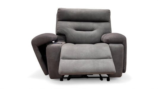 'Cinemax' Nappa Grey Media Fabric Power Recliner Chair with Power Headrest