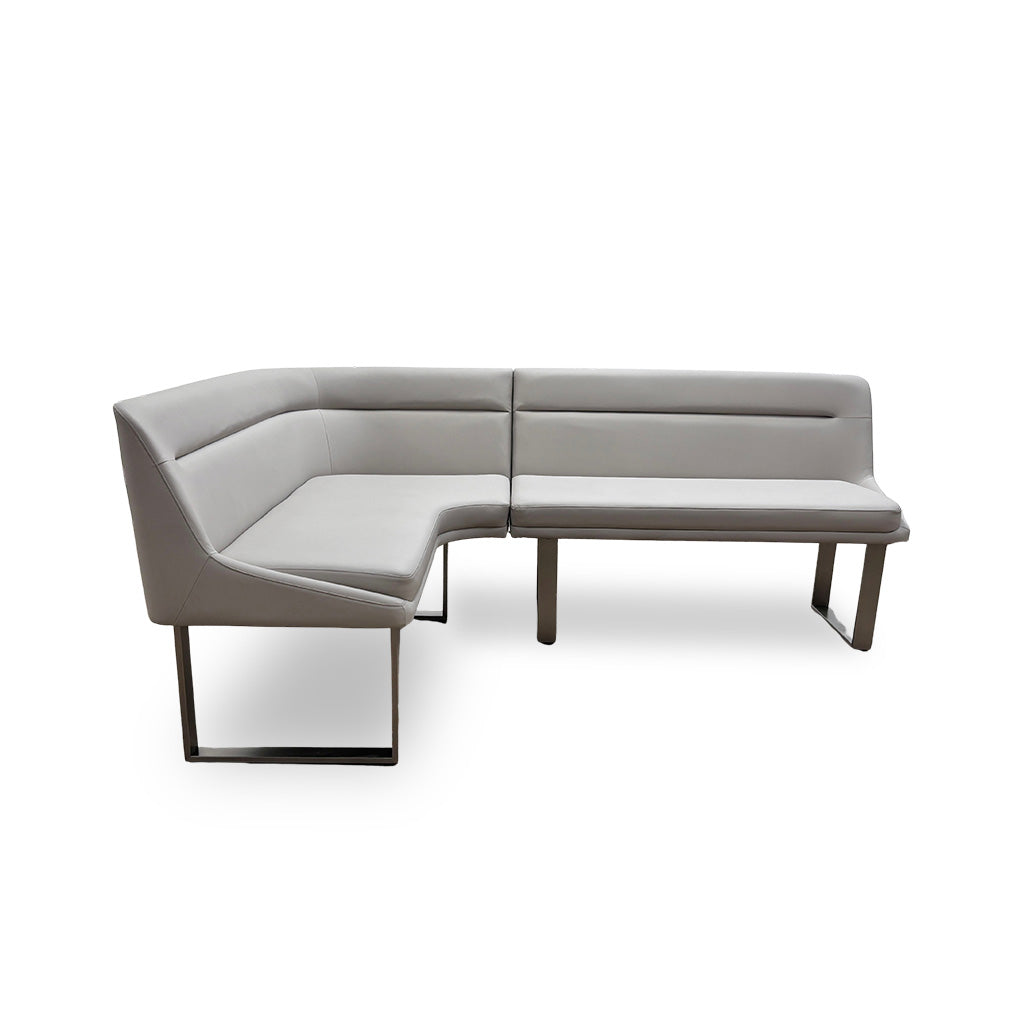 Side facing view showing the ergonomic curved backrest and spacious 5-adult seating capacity.
