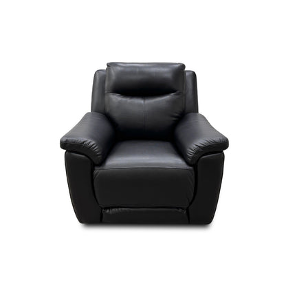 The front view 'Bobby' chair shown fully reclined, demonstrating the extended footrest and laid-back seating angle.