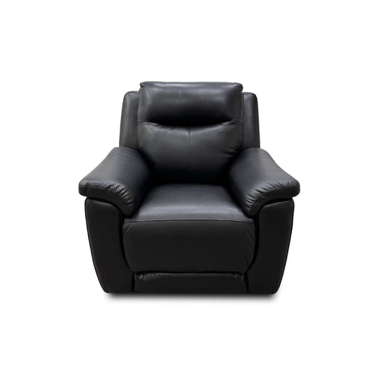 The front view 'Bobby' chair shown fully reclined, demonstrating the extended footrest and laid-back seating angle.