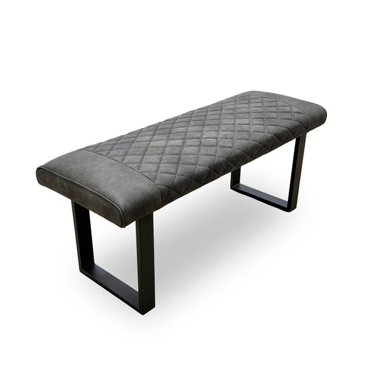 'Warrior' Charcoal Grey Fabric Standard Dining Bench