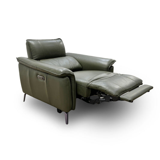 'Jude' Oslo Pine Cat-40:10 Leather Power Recliner Chair with Power Headrests