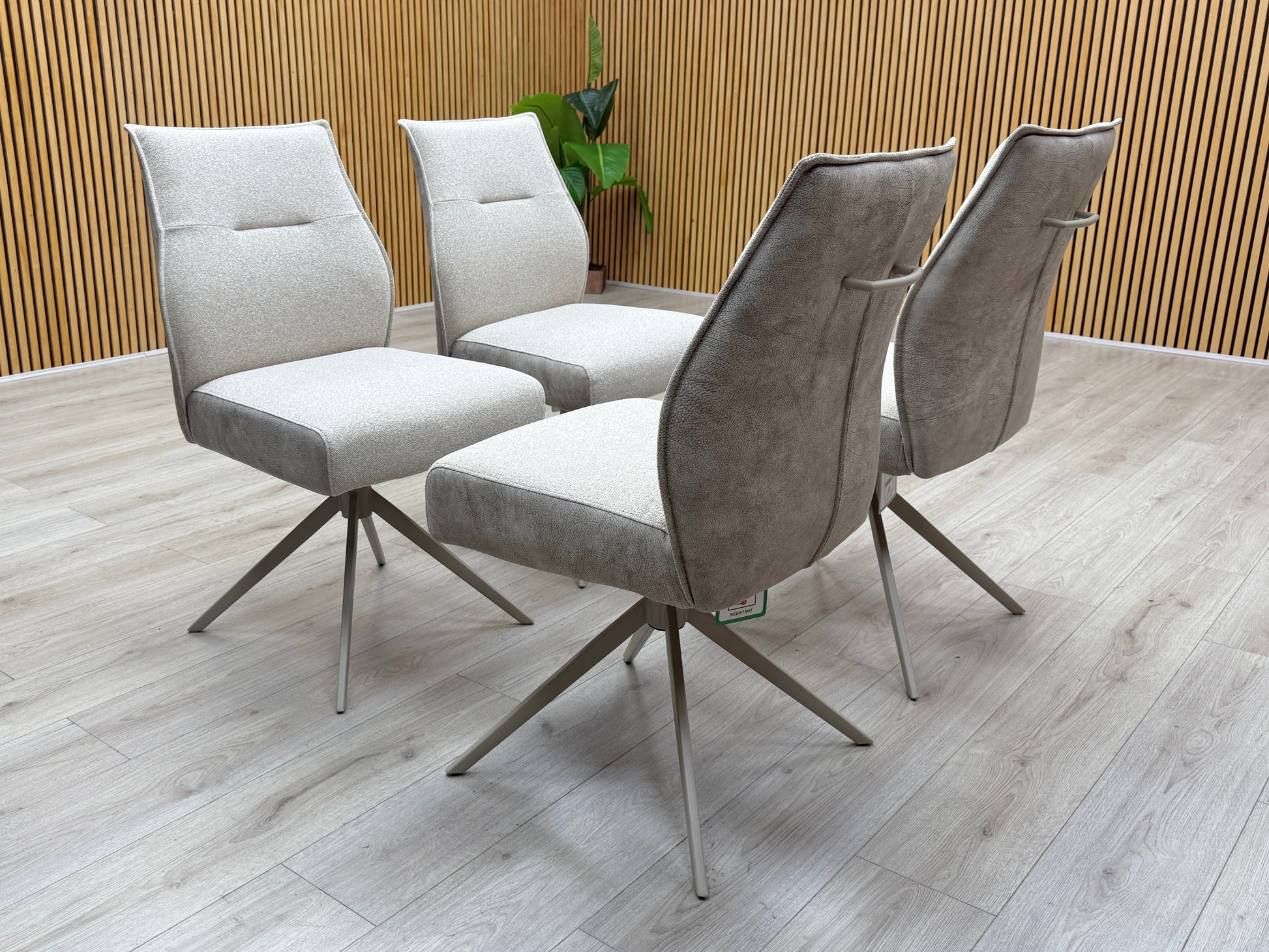 ‘Mirage’ Neutral Fabric Swivel Dining Chairs - Set of 4 Furniture Village