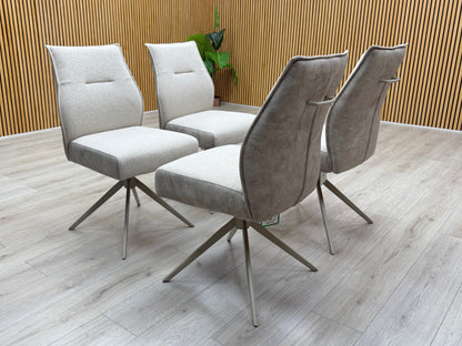 ‘Mirage’ Neutral Fabric Swivel Dining Chairs - Set of 4 Furniture Village