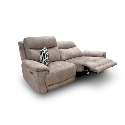 'Sloane' Charcoal Grey Velvet 3 Seater Fabric Power Recliner Sofa