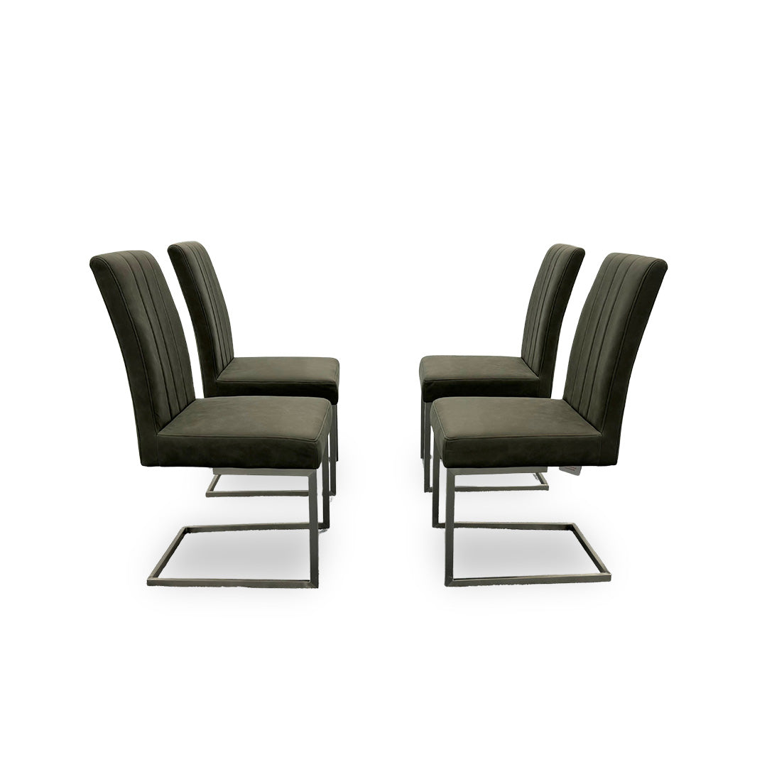 'Grigio' Grey Upholstery Set of 4 Dining Chairs