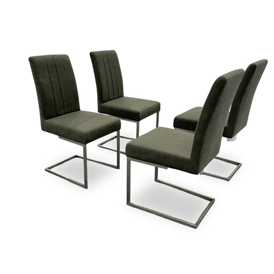 'Grigio' Grey Upholstery Set of 4 Dining Chairs