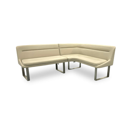 'Avorio' Neutral Faux Leather Right Hand Facing Corner Dining Bench