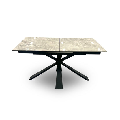 'Crete' White Ceramic High-Gloss Large Extending Dining Table