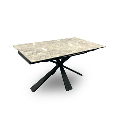 'Crete' White Ceramic High-Gloss Large Extending Dining Table