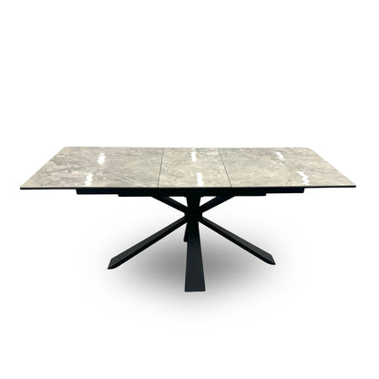 'Crete' White Ceramic High-Gloss Large Extending Dining Table