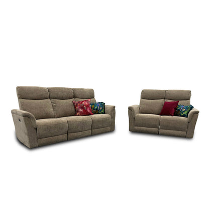 'Maude' Mocha Tight Weave Fabric 3 + 2 Power Recliner Sofa Set